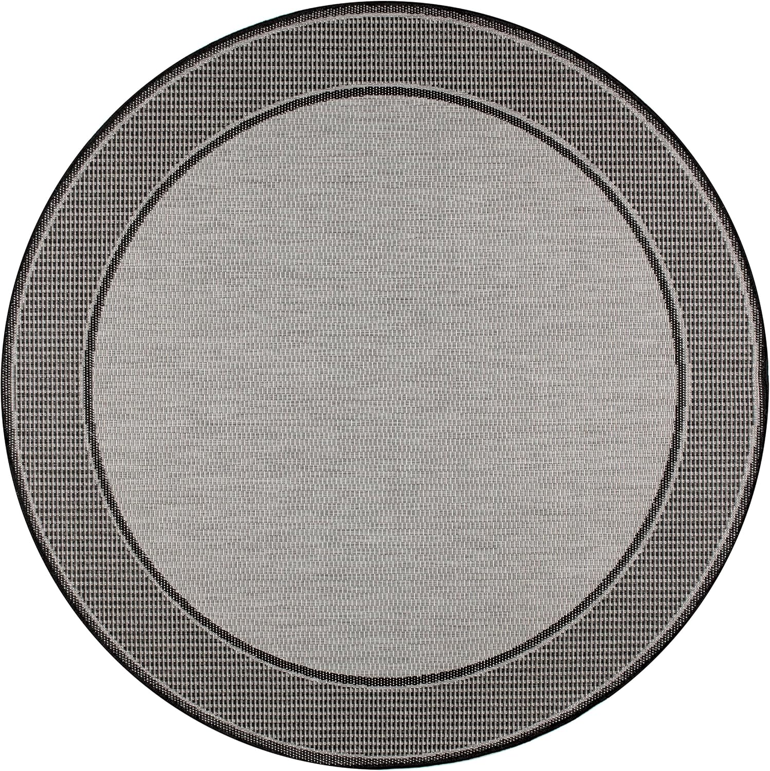 nuLOOM 5' Round Outdoor Performance Area Rug, OEKO-TEX Certified, Weather Resistant, High Traffic, Patio, Balcony, Outside, Gris Grey