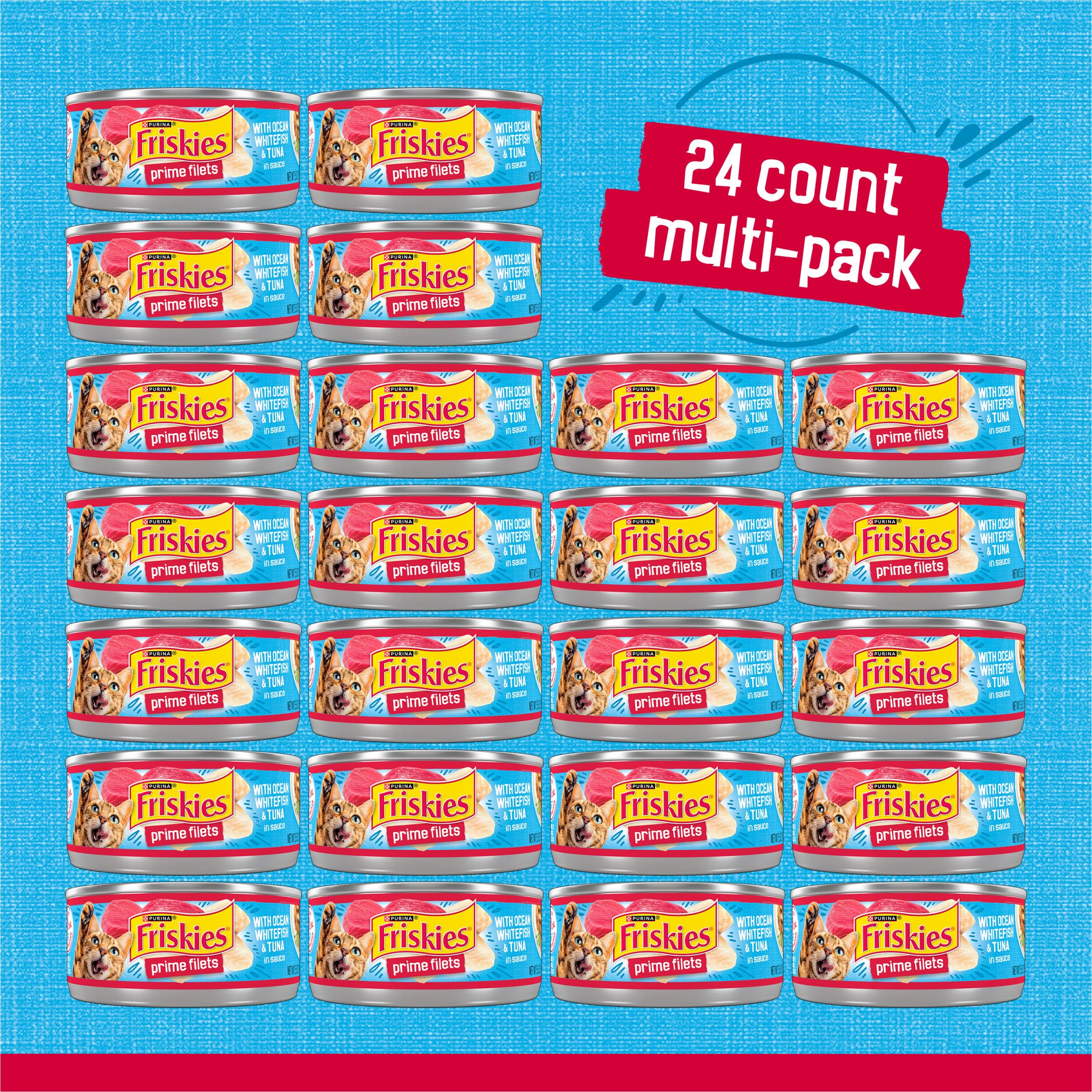 Friskies Prime filets avec Ocean des montagnes et thon en Sauce Canned Chat Nourriture 24–155,9 gram canettes