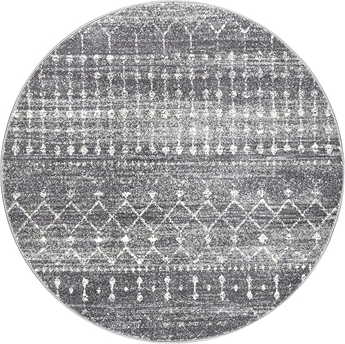 Miniatura 3 de nuLOOM - Alfombra marroquí Blythe Area, 183 cm, redonda, gris oscuro