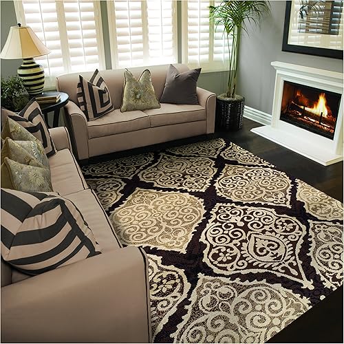 Miniatura 2 de SUPERIOR Designer Amherst Collection - Alfombra de área de 0.394 in de altura con respaldo de yute, patrón de medallón de damasco desplazado, color