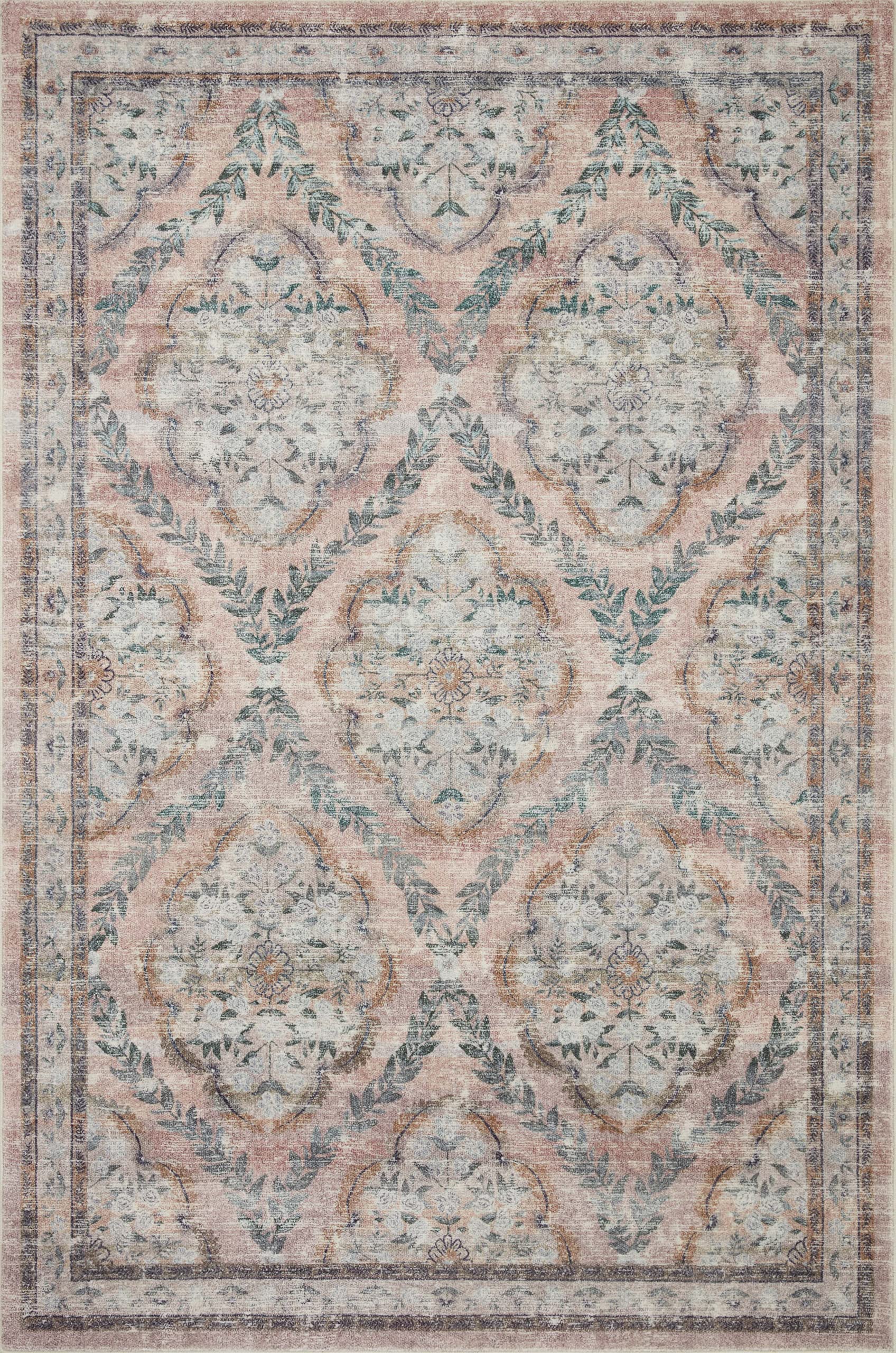 Loloi Rifle Paper Co. x Loloi Courtyard Collection COU-02 Blush 2'-0" x 5'-0" Accent Rug feat. CloudPile