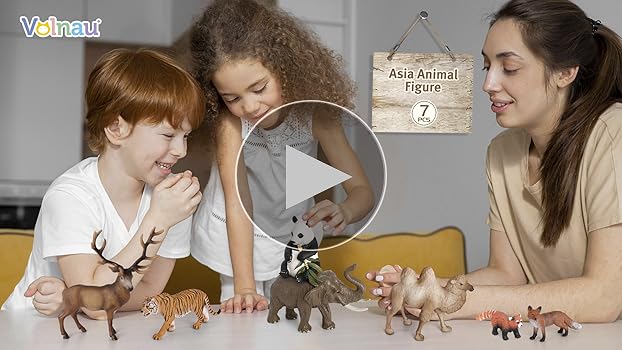 Amazon.com: Volnau Safari Animal Figurines Toys 7PCS Asia Figures