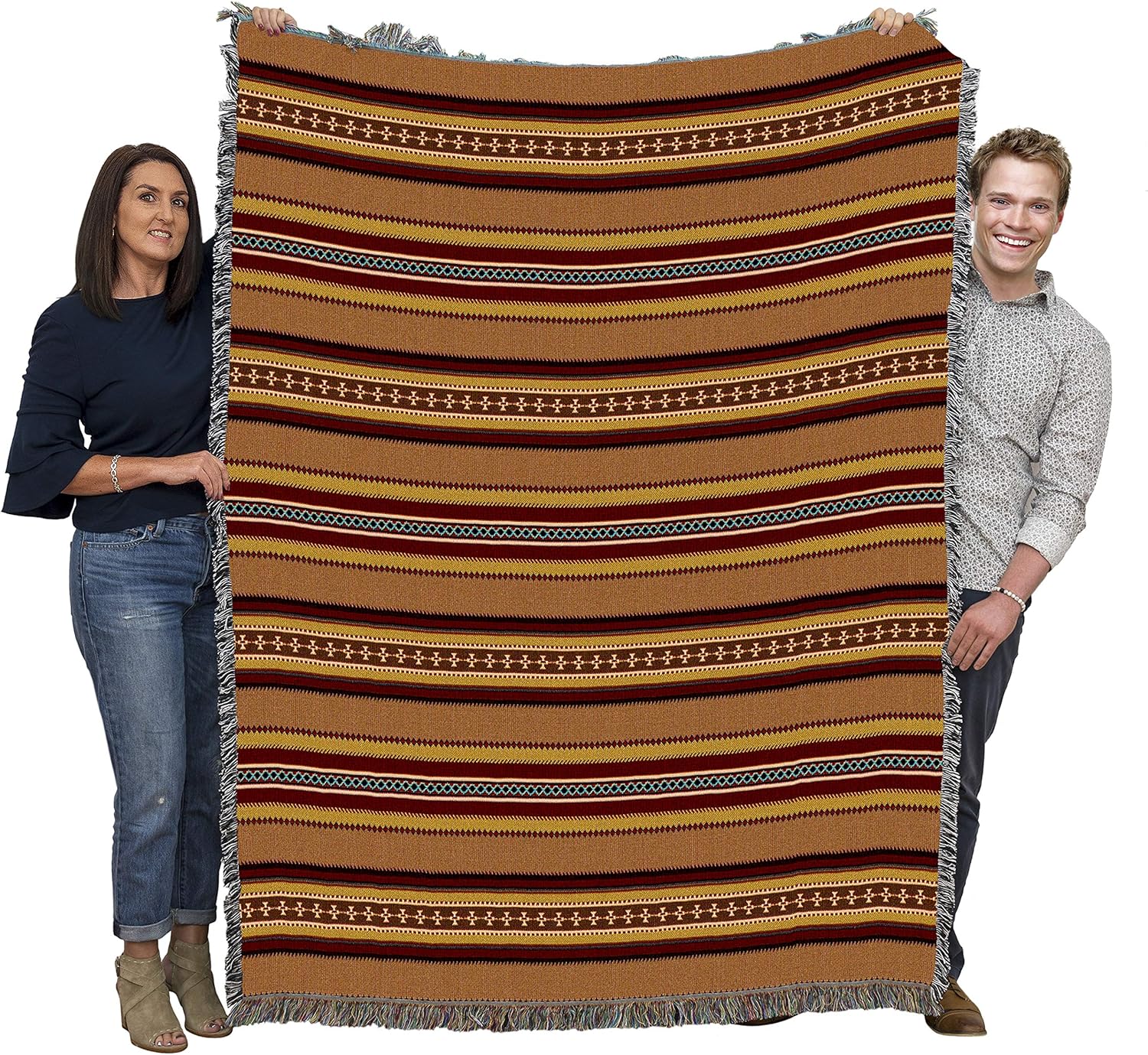 Pure Country Weavers Saddleblanket Sand Blanket - Southwest Native American Inspired - Gift Tapestry Throw Woven from Cotton - Made in The USA (72x54)