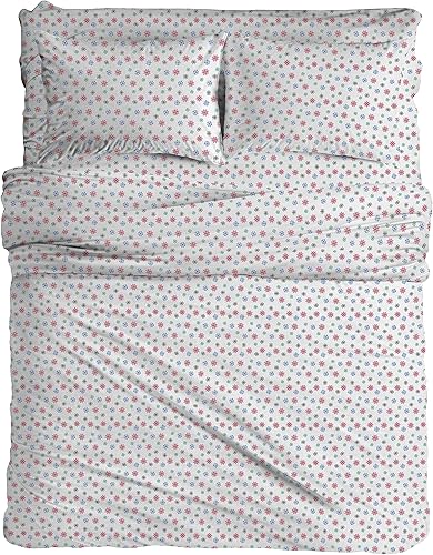 Miniatura 7 de Pointehaven - Juego de sábanas de franela de 6ozm2, tamaño individual, diseño de copos de nieve multicolor