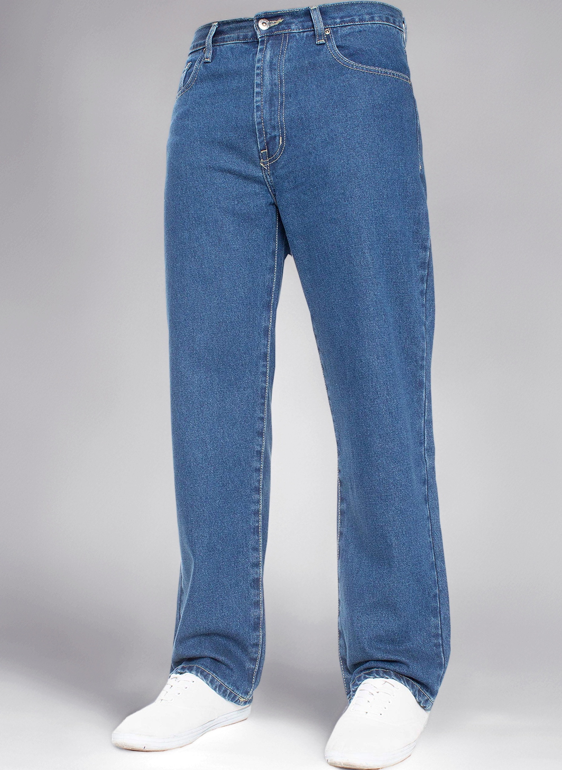 Mens Straight Leg Jeans Basic Heavy Duty Work Denim Trousers Pants All Waist Big Sizes in 4 Colours