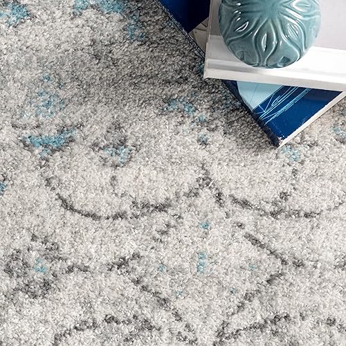 Miniatura 7 de nuLOOM Rio Alfombra de área de granja de transición, redonda de 5 pies, color aguamarina