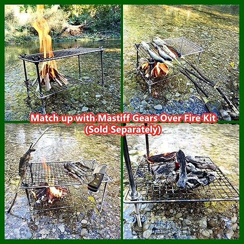 Miniatura 7 de MASTIFF GEARS® Bushcraft - Rejilla para parrilla, multiusos, soldada 3D 304 (18/8), de acero inoxidable de alta resistencia, compatible con la FDA,