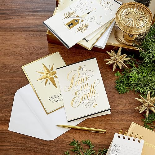 Miniatura 2 de Hallmark - Tarjetas de felicitación con imágenes navideñas y religiosas en caja, Paz en la Tierra, (4 diseños, 24 tarjetas con sobres)