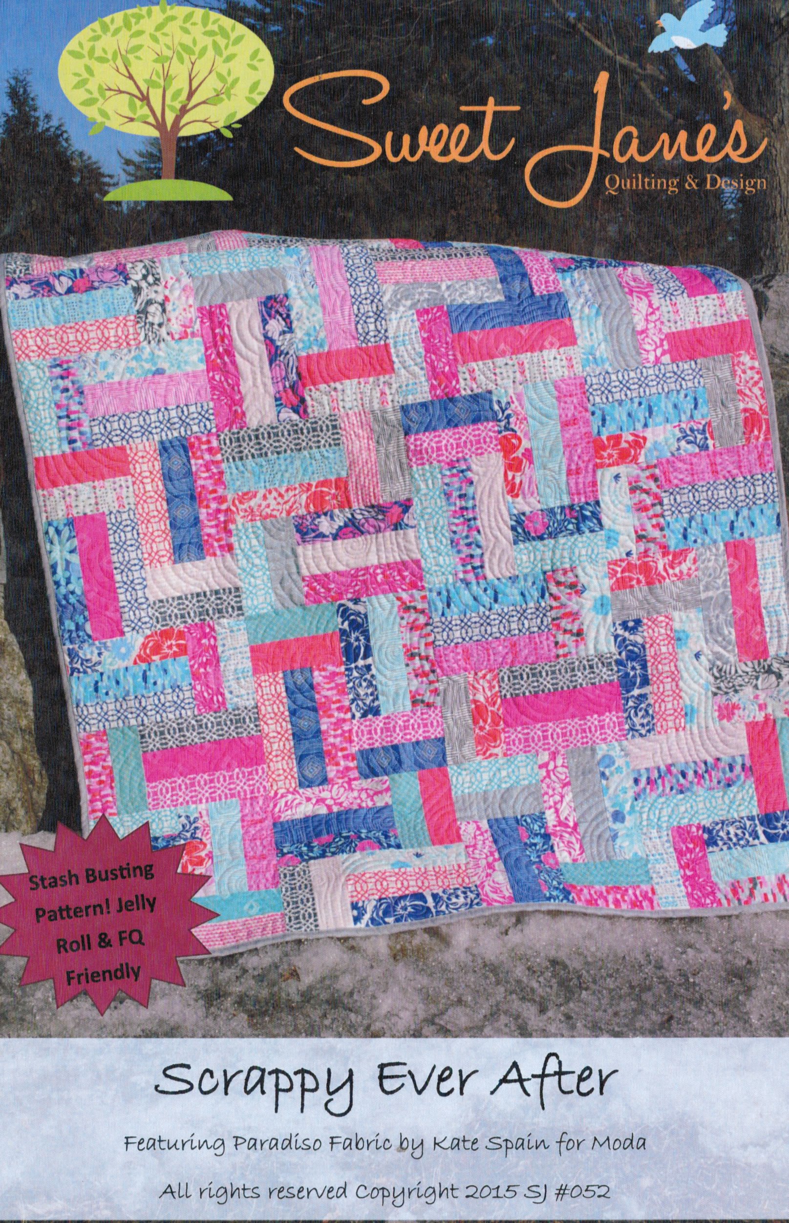 Scrappy Ever After Quilt Pattern Jelly Roll Bali Pop Friendly, Fat Quarter Friendly 5 Finished Size Options