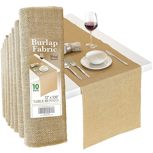 Burlap Table Runners, 12 x 108 Inch - 10 Pack