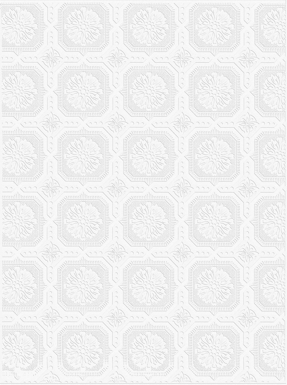 Graham and Brown 12011 Small Square Paintable Wallpaper Roll, White