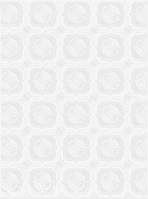 Amazon Graham And Brown 111 小さな正方形 ペイント可能な壁紙ロール ホワイト 壁紙