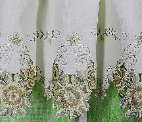 Vista 13 de Today's Curtain Verona - Persiana bordada inversa, 63 pulgadas, color crudo/antiguo