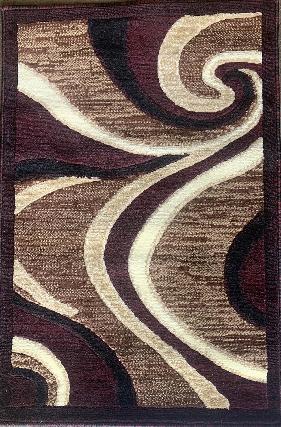 Americana Modern Area Rug Door Mat Design Burgundy#144 (2ftX3ft)