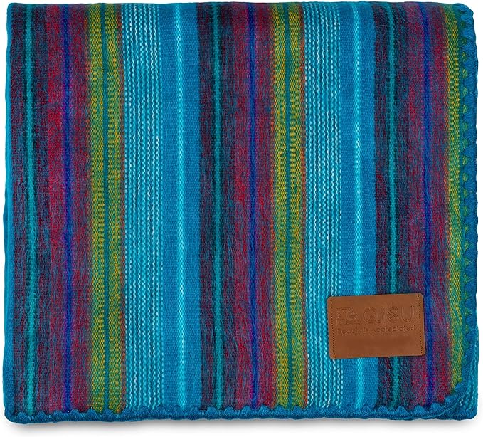 Qisu Alpaca Wool Blanket Throw Large, Beautiful, Warm, Variegated 85 x 65 inches Ultra
