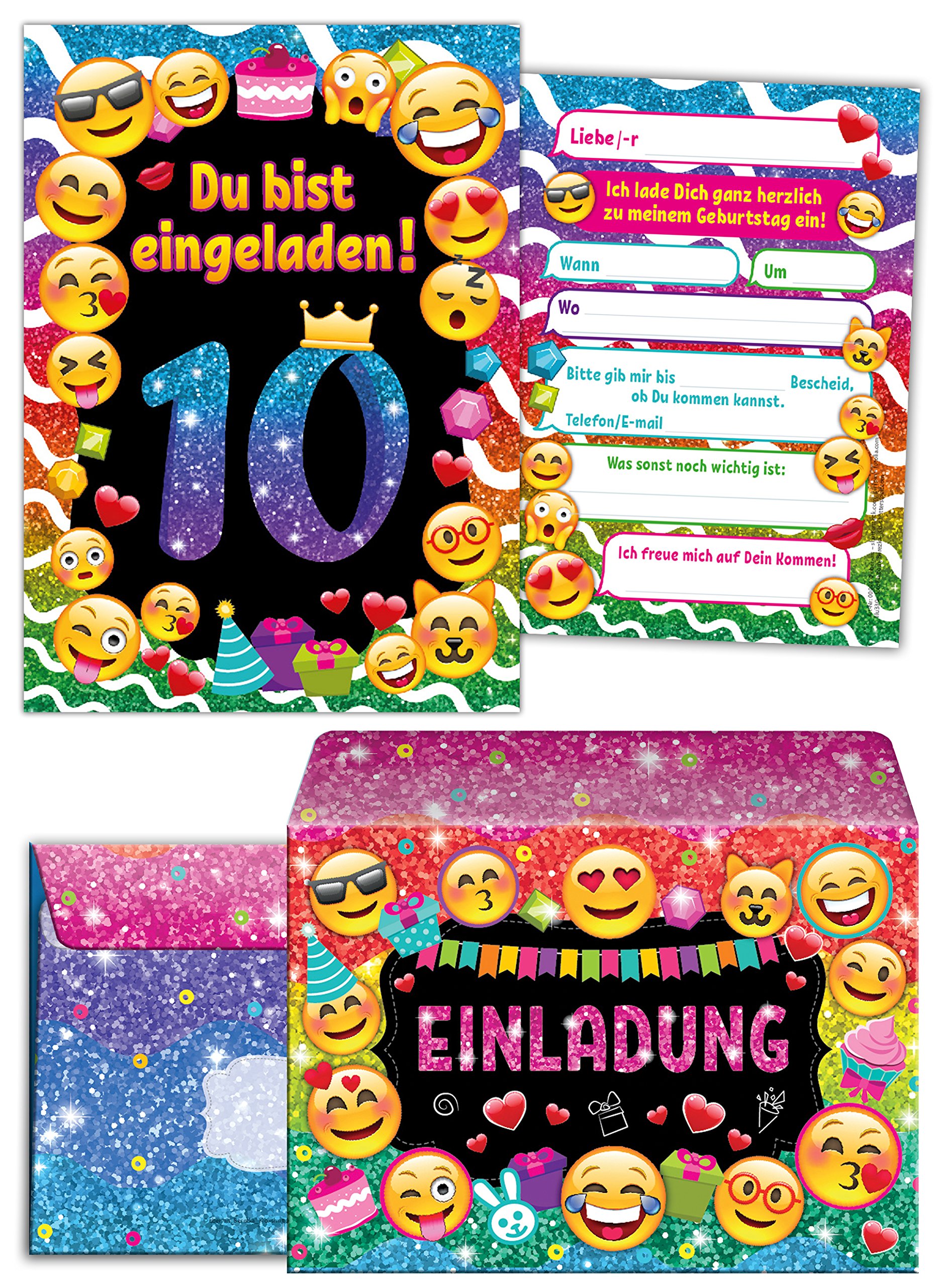 12 Biglietti D'Invito Per 10° Compleanno A Tema Ciambelle Con Buste - Set Compleanno Bambini, Inviti Colorati Fai Da Te - 4