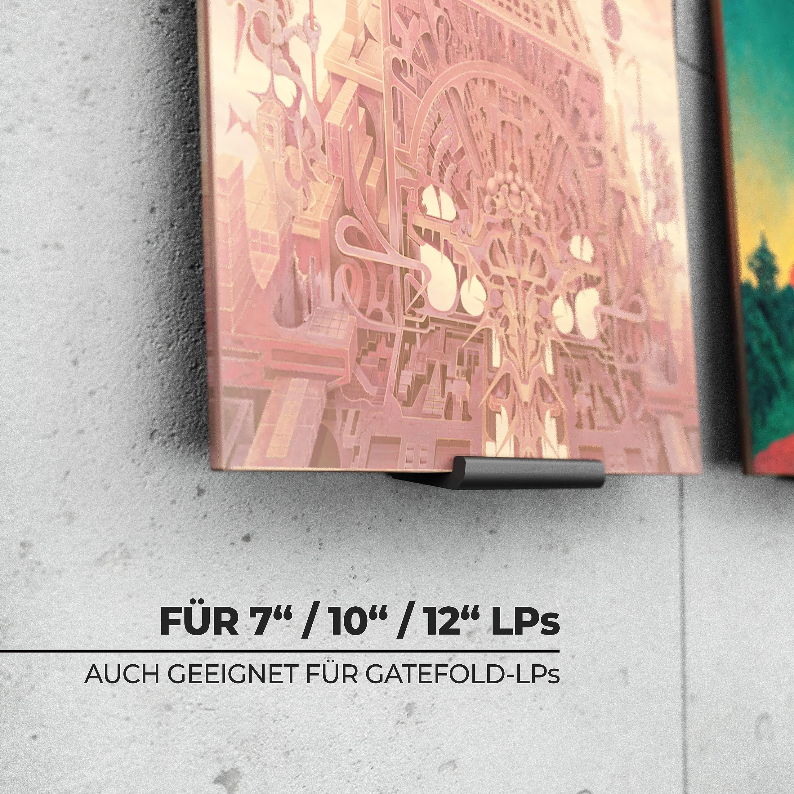 NewGround Designs Supporto da parete per dischi in vinile (4 pezzi) LP, supporto in vinile, scaffale, telaio, supporto per dischi 7"/10"/12" + Gatefold