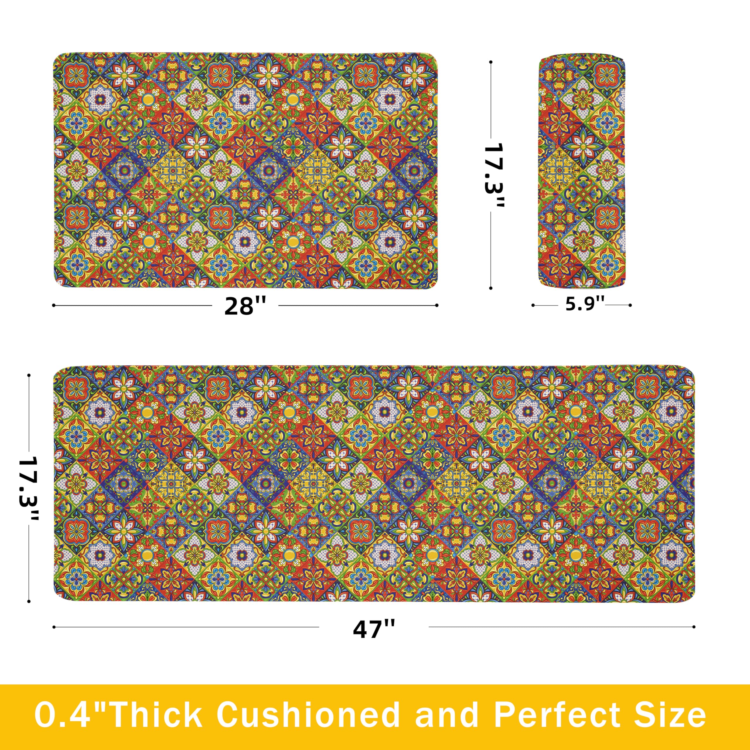 Lemon Kitchen Rug Set Of 2 Buffalo Plaid Anti Fatigue Non-Slip Kitchen Mats Yellow Comfort Standing Mat Waterproof Farmhouse PVC Carpet For Kitchen Laundry Office Sink (17.3" X28" 17.3" X 47 - View #4