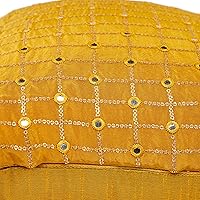 Vista 8 de Juego de 2 almohadas doradas de 18 x 18 pulgadas, almohadas decorativas para sofá, fundas de almohada bordadas, fundas de almohada doradas mostaza