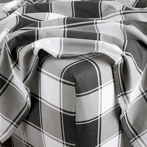 Miniatura 6 de kathy ireland Juego de sábanas de franela de 100% algodón turco, a cuadros, tamaño individual