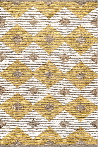 Miniatura 2 de nuLOOM Alfombra trenzada a mano de Mezclilla Marla y Yute de Diamantes, 3 x 5 pies, Color Amarillo