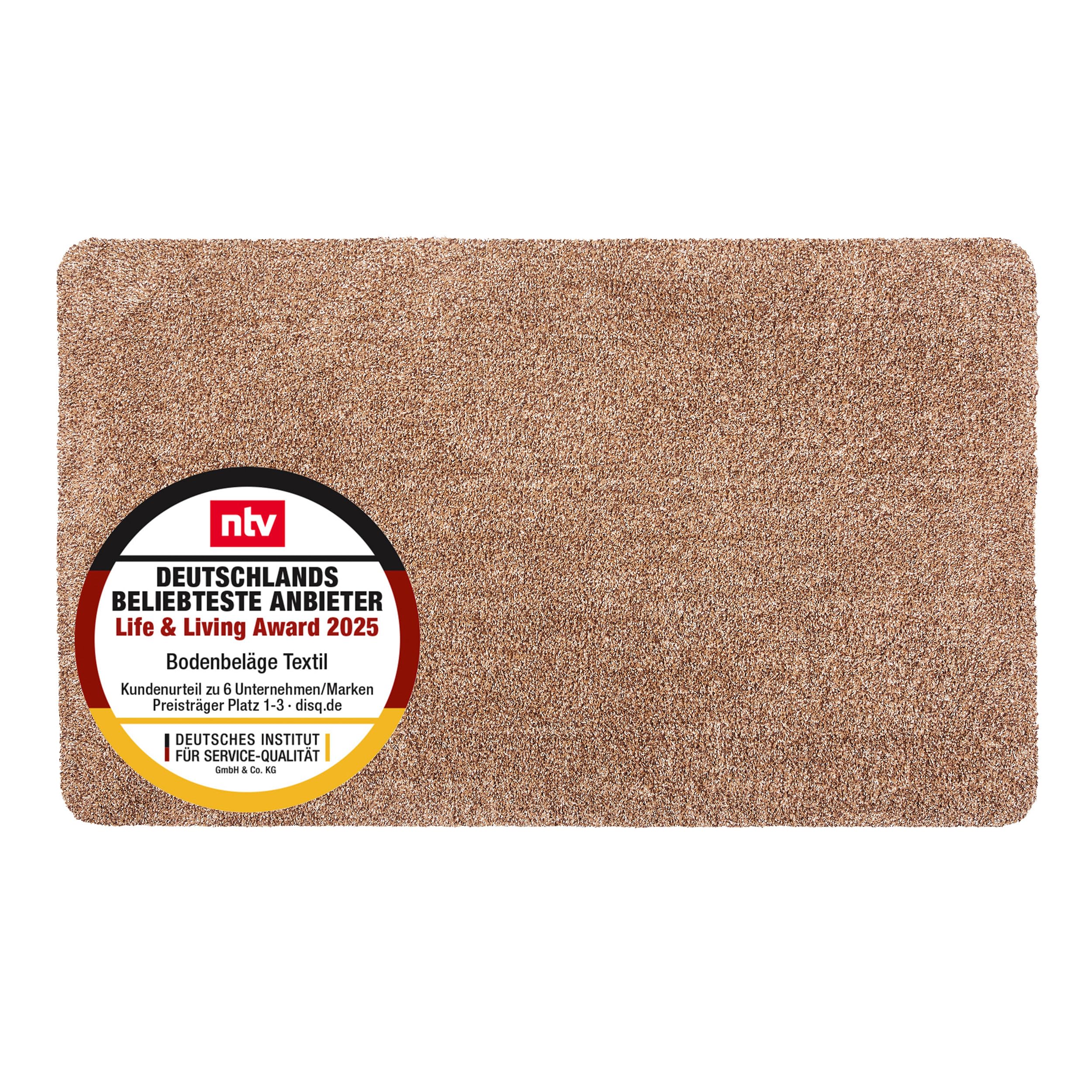 Astra Schmutzfangmatte innen waschbar 90x150 cm – Sauberlaufmatte beige 100% Baumwolle Matte - Entra SAUGSTARK - rutschfeste Fußmatte pflegeleicht