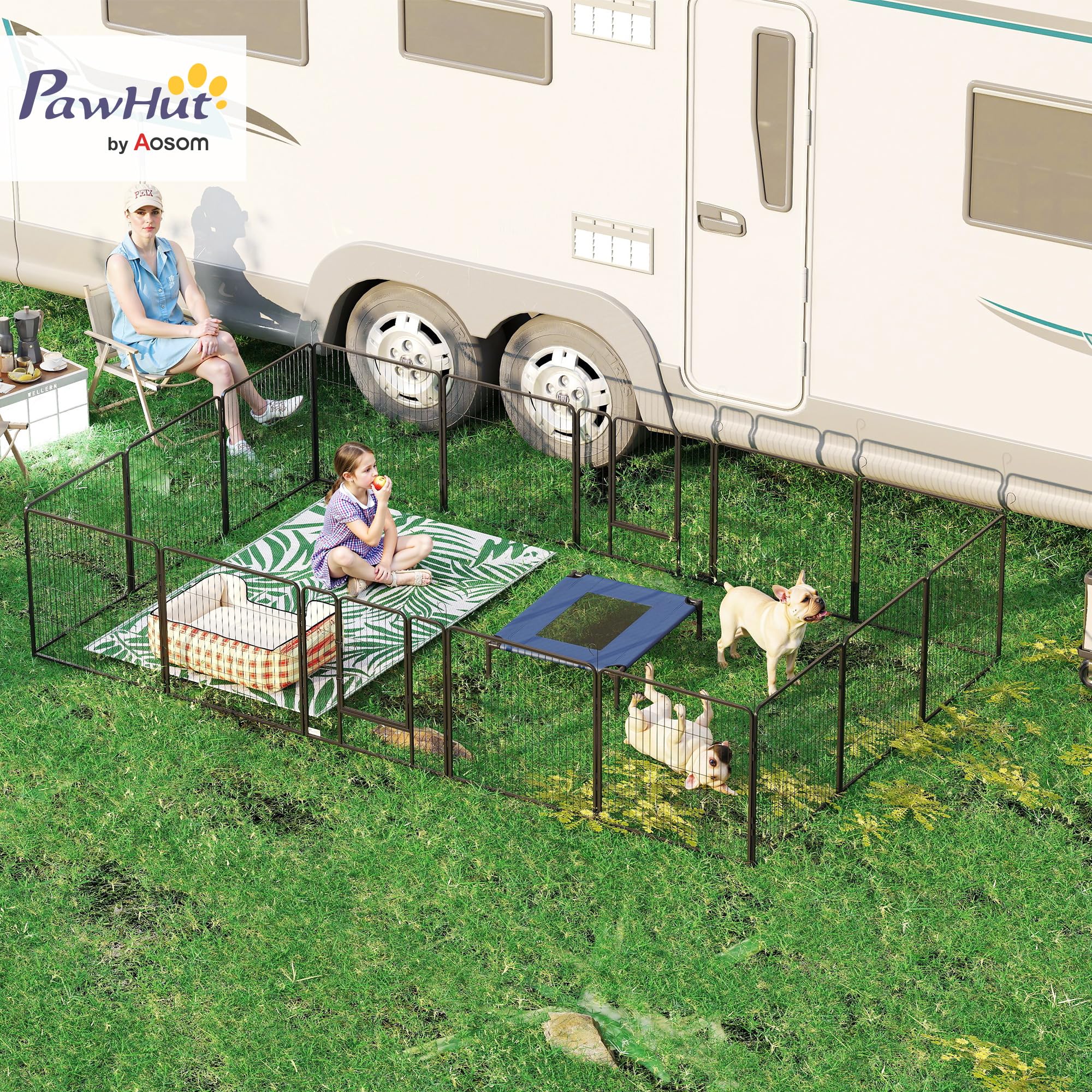 PawHut Recinto per cani, parco animali, conigli, anatre 80 cm altezza