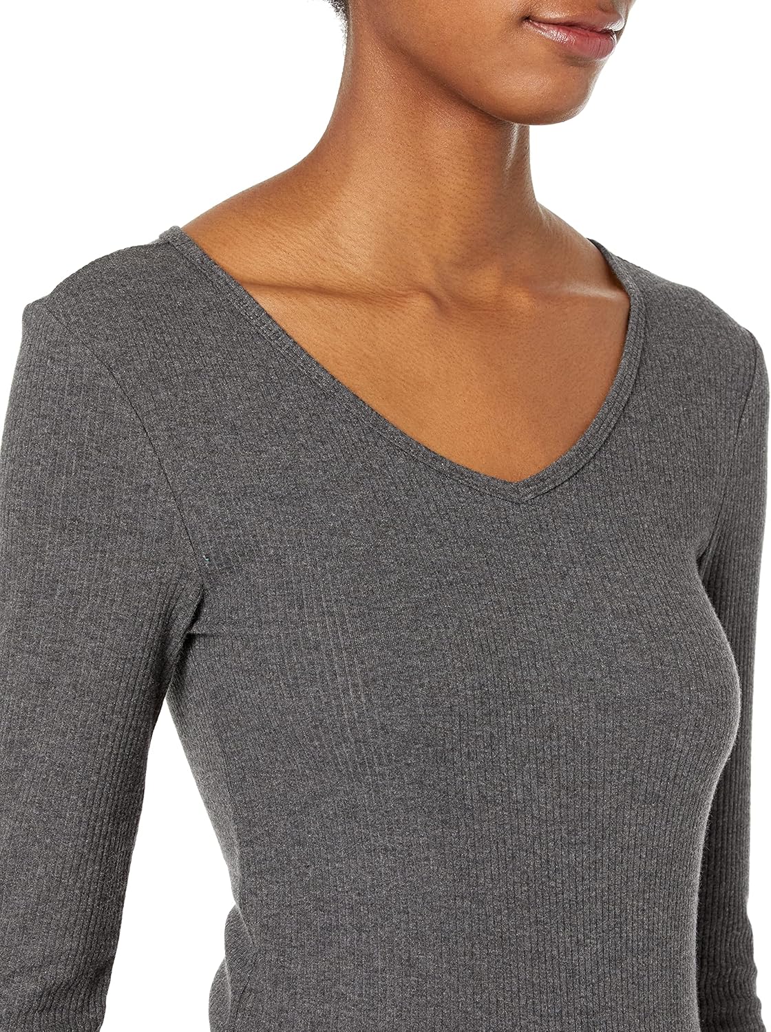 Amazon Essentials Womens Slim-Fit Layering Long Sleeve Knit Rib V-Neck Shirts (Available in Plus Size) - Image 4