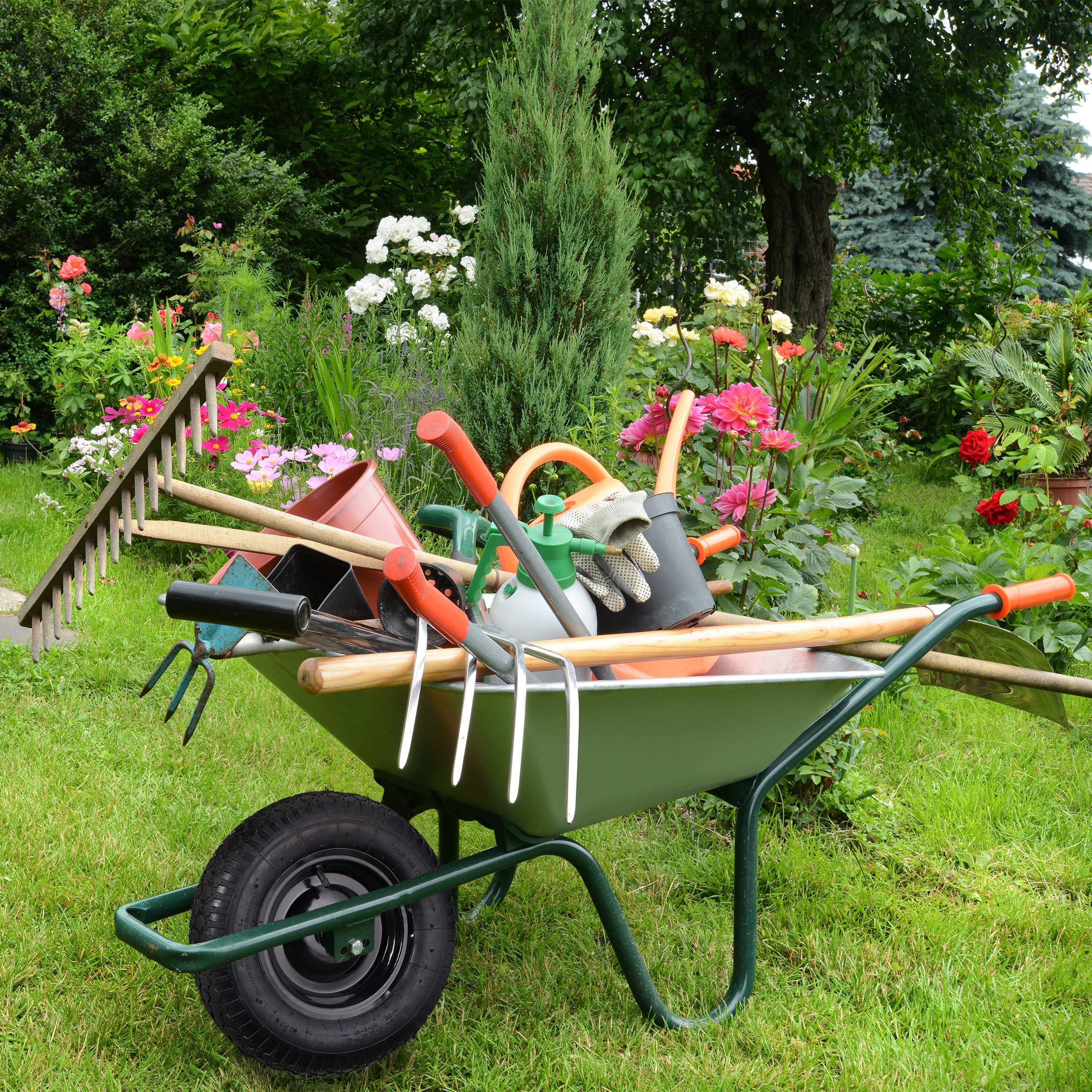 Relaxdays 2X Ruota per Carriola 4.80 4.00-8, ad Aria, Cerchione in Acciaio, con Valvola, Carico Max.120 kg, Nero