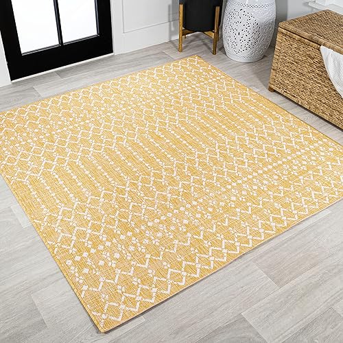 Miniatura 58 de JONATHAN Y Alfombra de área geométrica marroquí para interiores y exteriores 3X5 natural/negro, Ourika tejido texturizado para patio trasero, patio