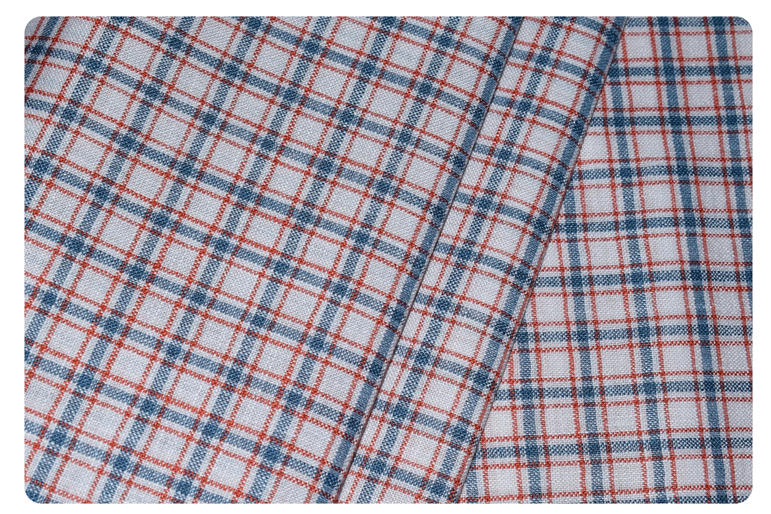 Men's Poly Cotton Blend Checkered Unstitched Shirt Fabric (HQ79K2)