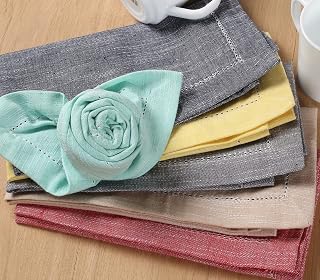 Cotton Textured Cloth Dinner Napkins Set of 6 (20X20 Inch - Multi) 100% Cotton Everyday Use Premium Quality Over Sized Cloth Napkins with Mitered Corners Ultra Soft Durable Hotel Quality