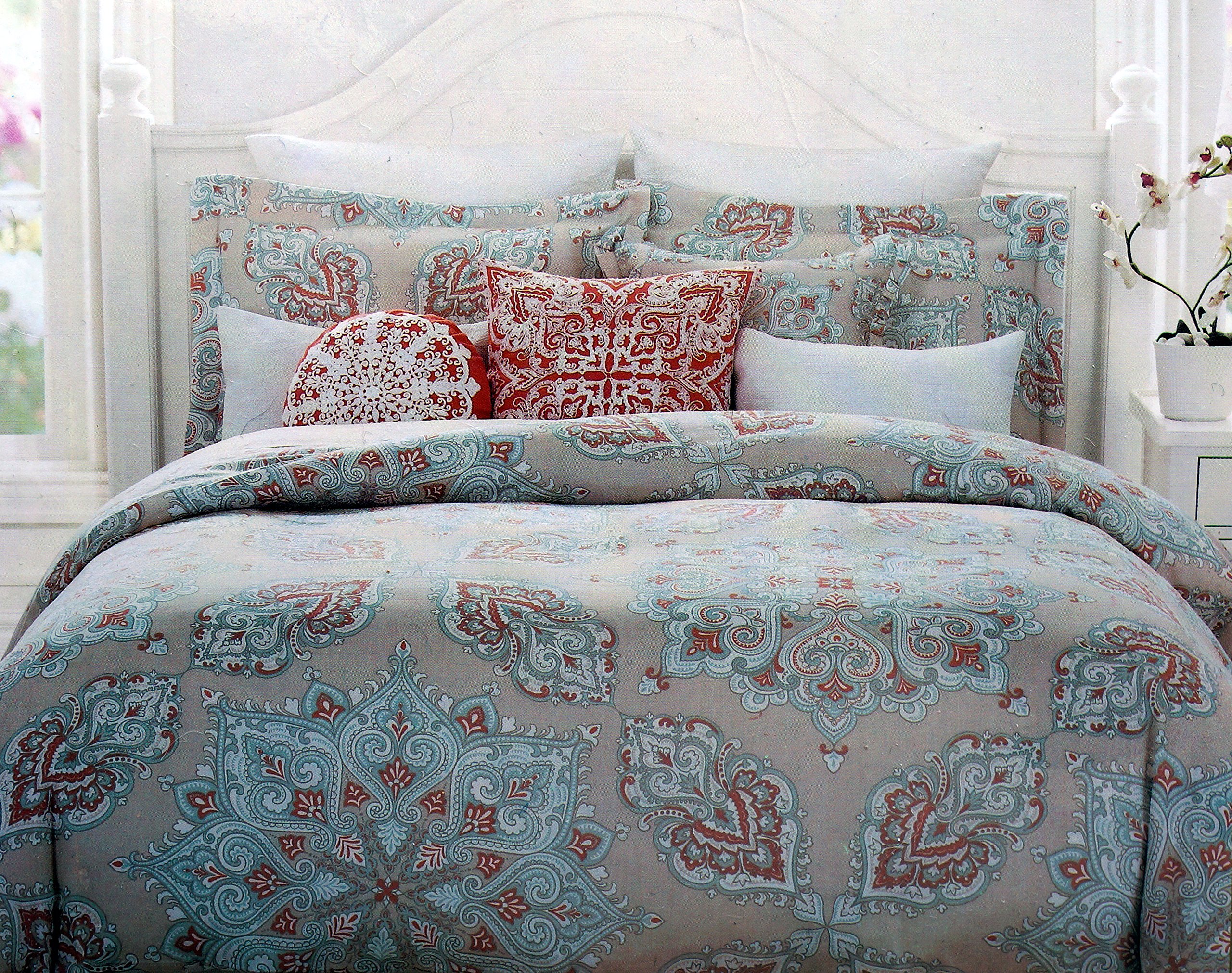 Amazon.com: DOMAIN 3pc Queen Duvet Cover Set - Orange and Blue