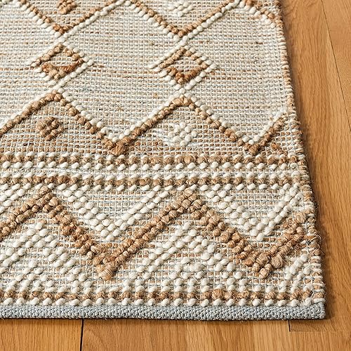 Miniatura 4 de SAFAVIEH Natura Collection - Alfombra de área de 5 x 8 pies, natural y marfil, lana y yute hechos a mano, ideal para zonas de alto tráfico en sala