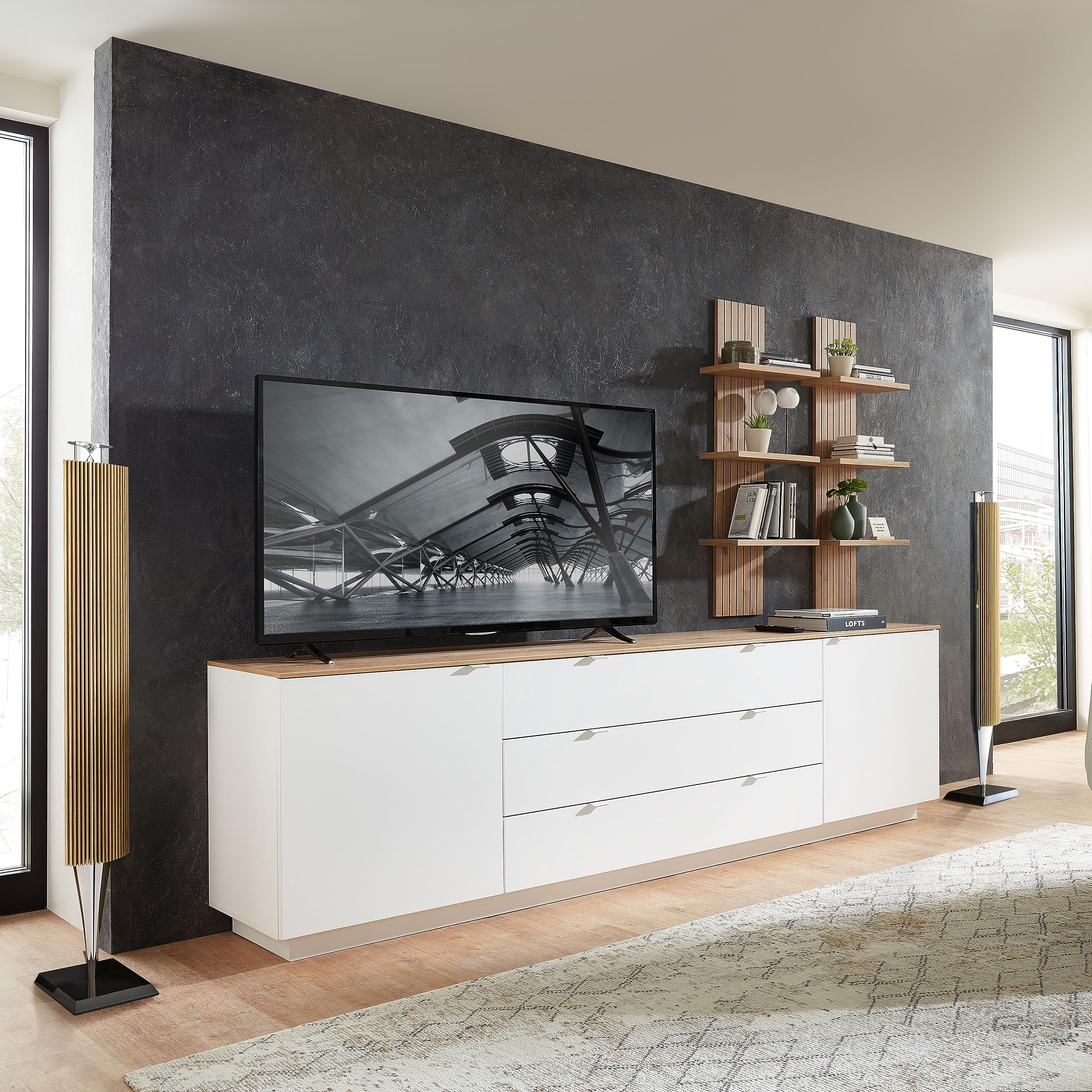 CORE Wandboard in Artisan Eiche Optik - Vielseitig einsetzbares Wandregal mit 3 Böden - 38 x 120 x 22 cm (B/H/T) | 38 x 120 x 22 cm (B/H/T), markante Lamellenoptik, für Wohnzimmer, Schlafzimmer, Büro oder Flur geeignet