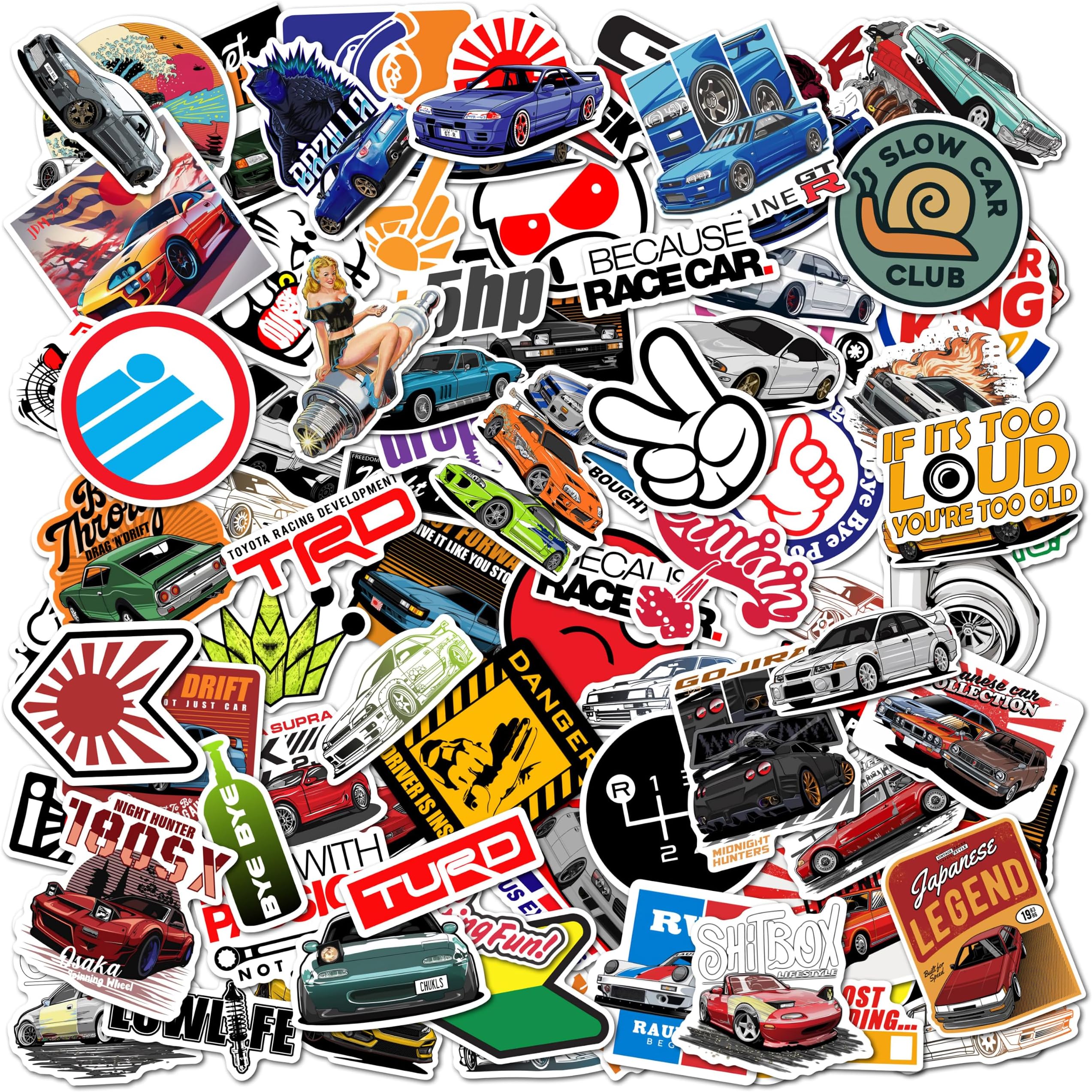 WallDesign Race-Ready 90 Collection of Authentic JDM Sticker Set - Mobile, Laptop, Accessories, Gifting - Durable, Laminated, Quality Printed Vinyl, self-adhesive, 2 inch