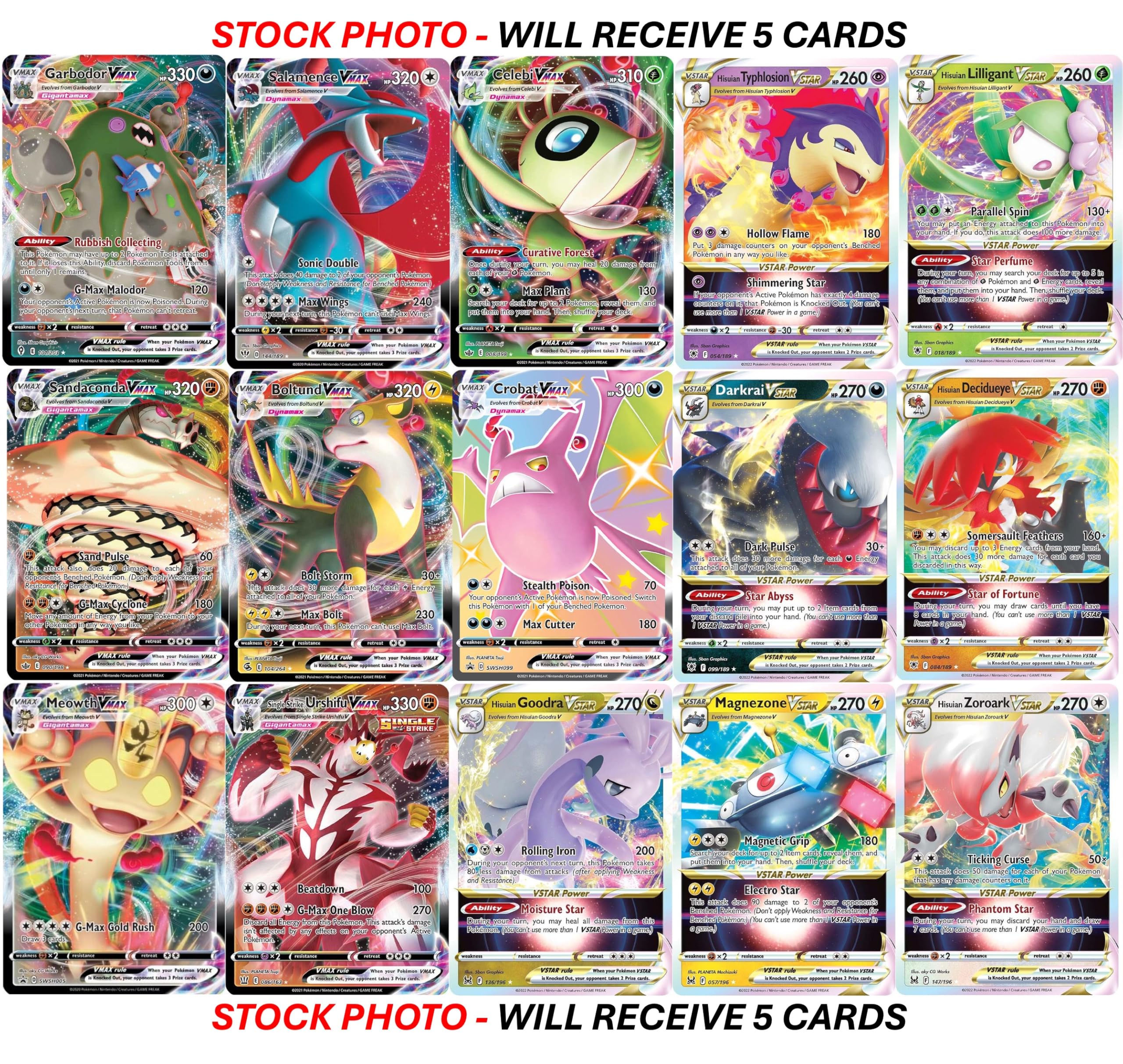 Amazon.com: Pokemon - 5 VMAX/VSTAR Card Lot Bundle - No Duplicates