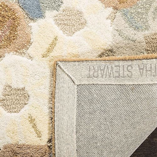 Miniatura 4 de MARTHA STEWART Collection by SAFAVIEH - Alfombra de área de lana y viscosa de campo de amapola de 8 x 10 pies, color beige Cornucopia MSR3625C hecha