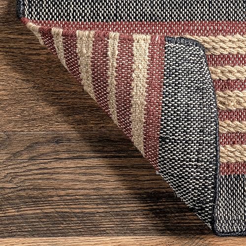 Miniatura 4 de nuLOOM Wendi Alfombra de yute y lana a rayas, 6x9, gris