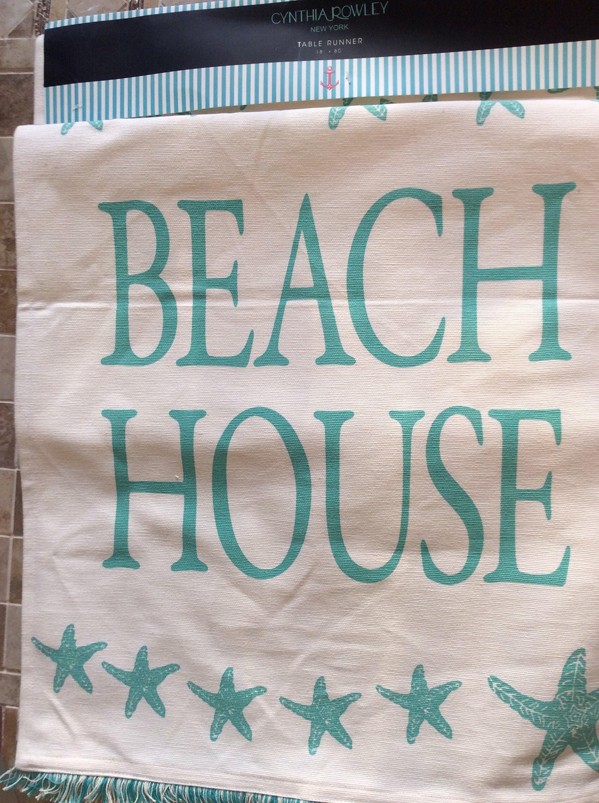 Cynthia Rowley "Beach House" Table Linens (18"x80" Aqua Table Runner)