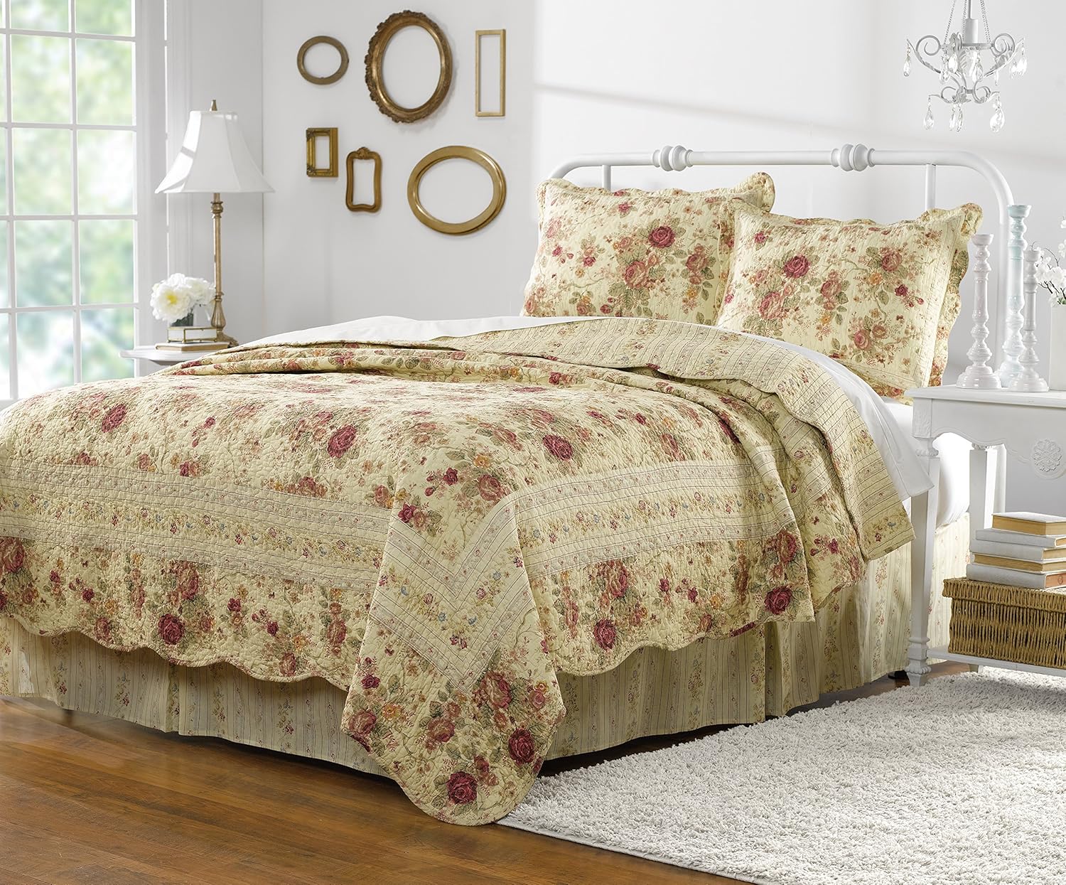 Greenland Home Antique Rose Full/Queen Quilt Set, Ecru - Image 14