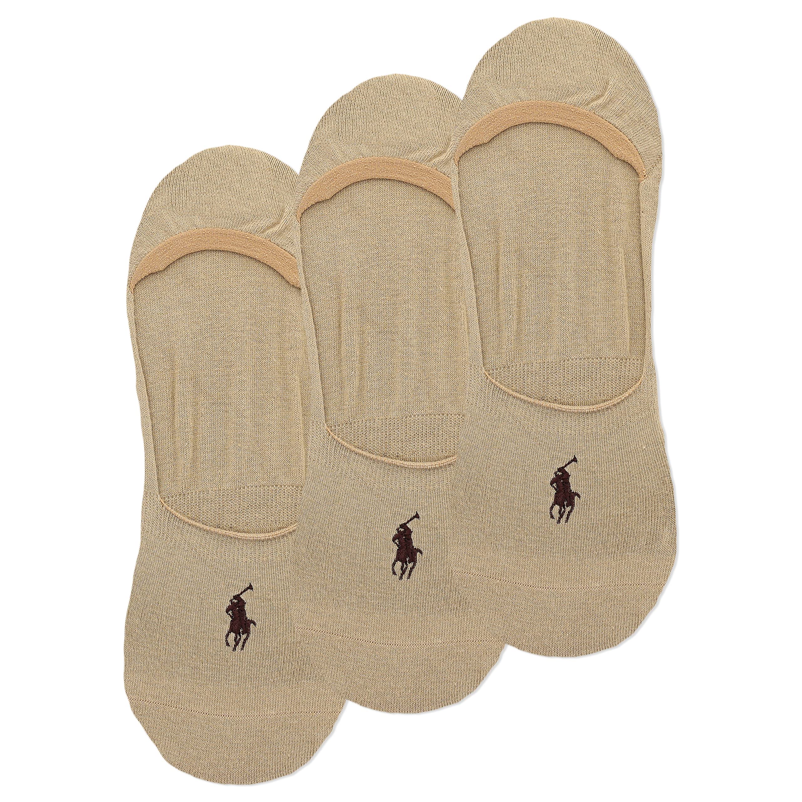 POLO RALPH LAUREN Dress Liner Socks - 3 Pair Pack - Lightweight Cotton Comfort With Non-slip Heel