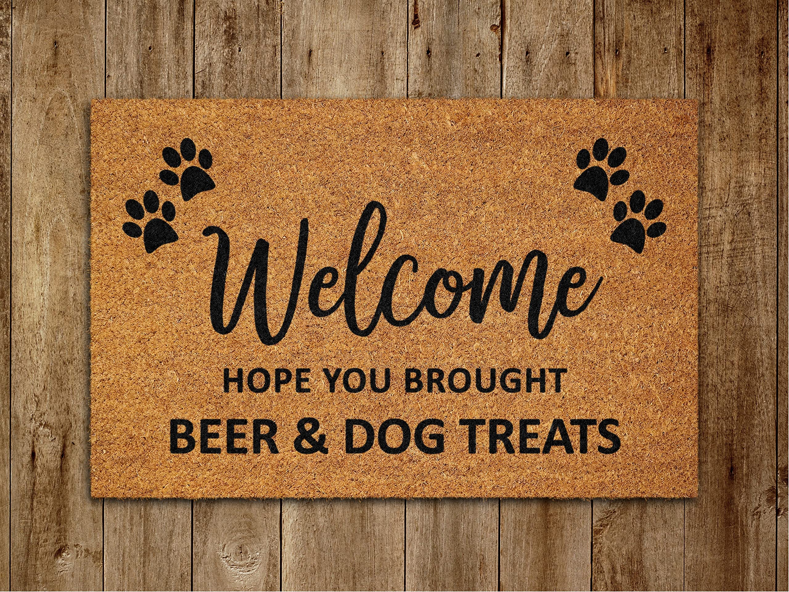 Ensound Beer and Dog Treats Mat,Beer Door Mats,Funny Doormat,Welcome Mats with Non-Slip Rubber Flannel Floor Mat 36x24 Inch