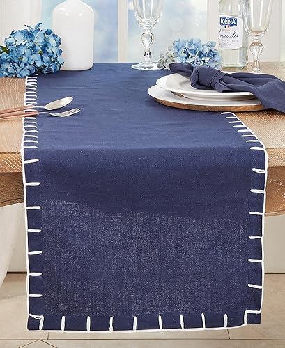 Miniatura 9 de Saro Lifestyle Classic Charm - Camino de mesa grueso con puntada de látigo, negro, 16 x 72 pulgadas