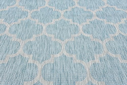 Miniatura 7 de Unique Loom Trellis Collection - Alfombra de uso exterior con diseño marroquí, de transición, para interiores y exteriores, colo aguamarina