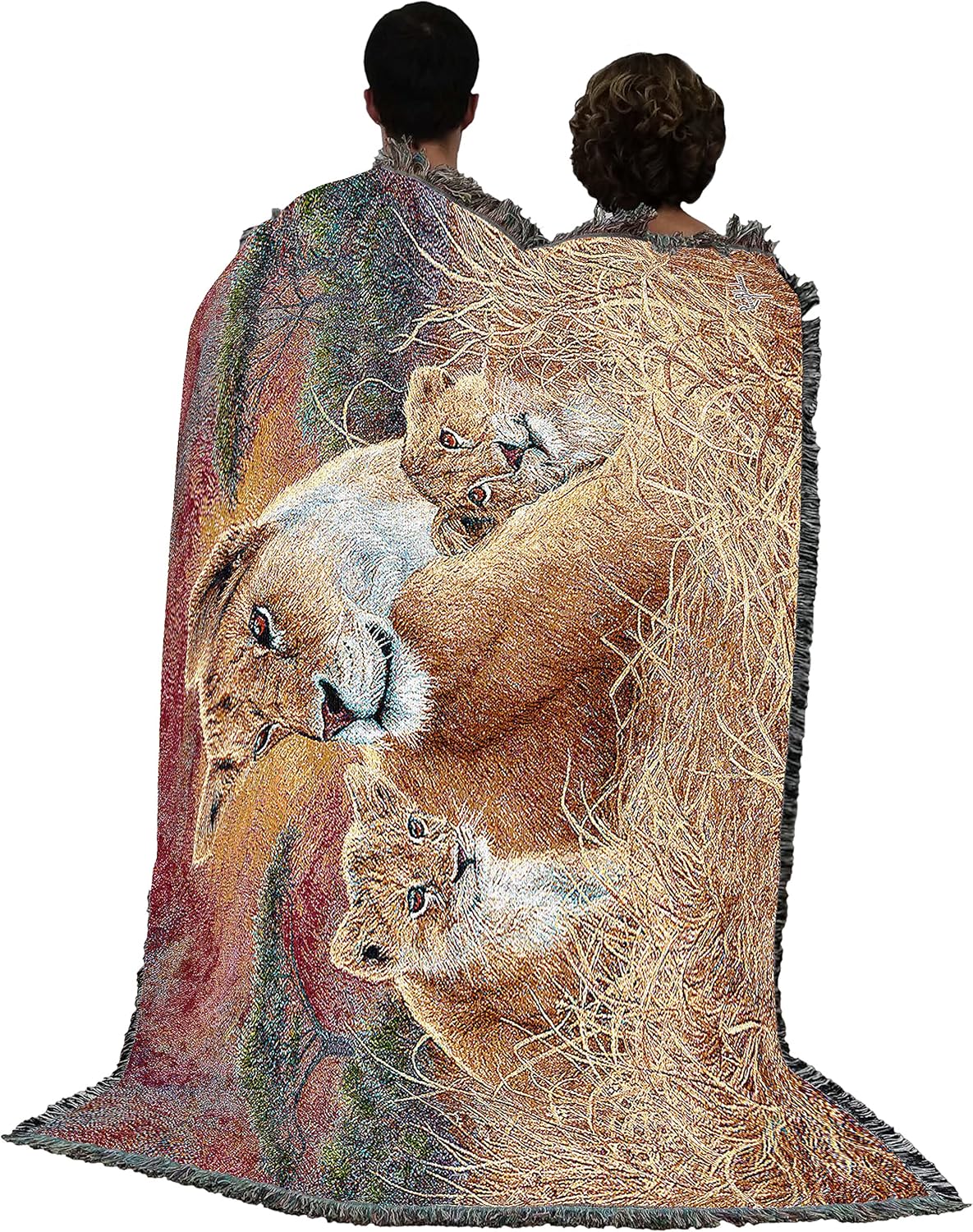 Pure Country Weavers Motherly Lioness and Cubs Blanket by Lucie Bilodeau - Gift Tapestry Throw Woven from Cotton - Made in the USA (72x54)