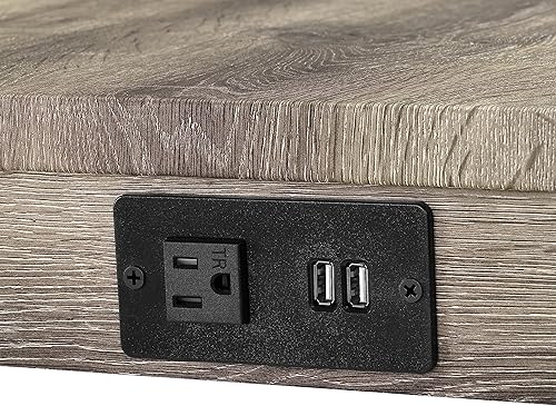 Miniatura 5 de Merax Juego de mesa de bar de 4 piezas con toma de corriente, mesa de bar de comedor y sillas, mesa de desayuno industrial con 3 taburetes