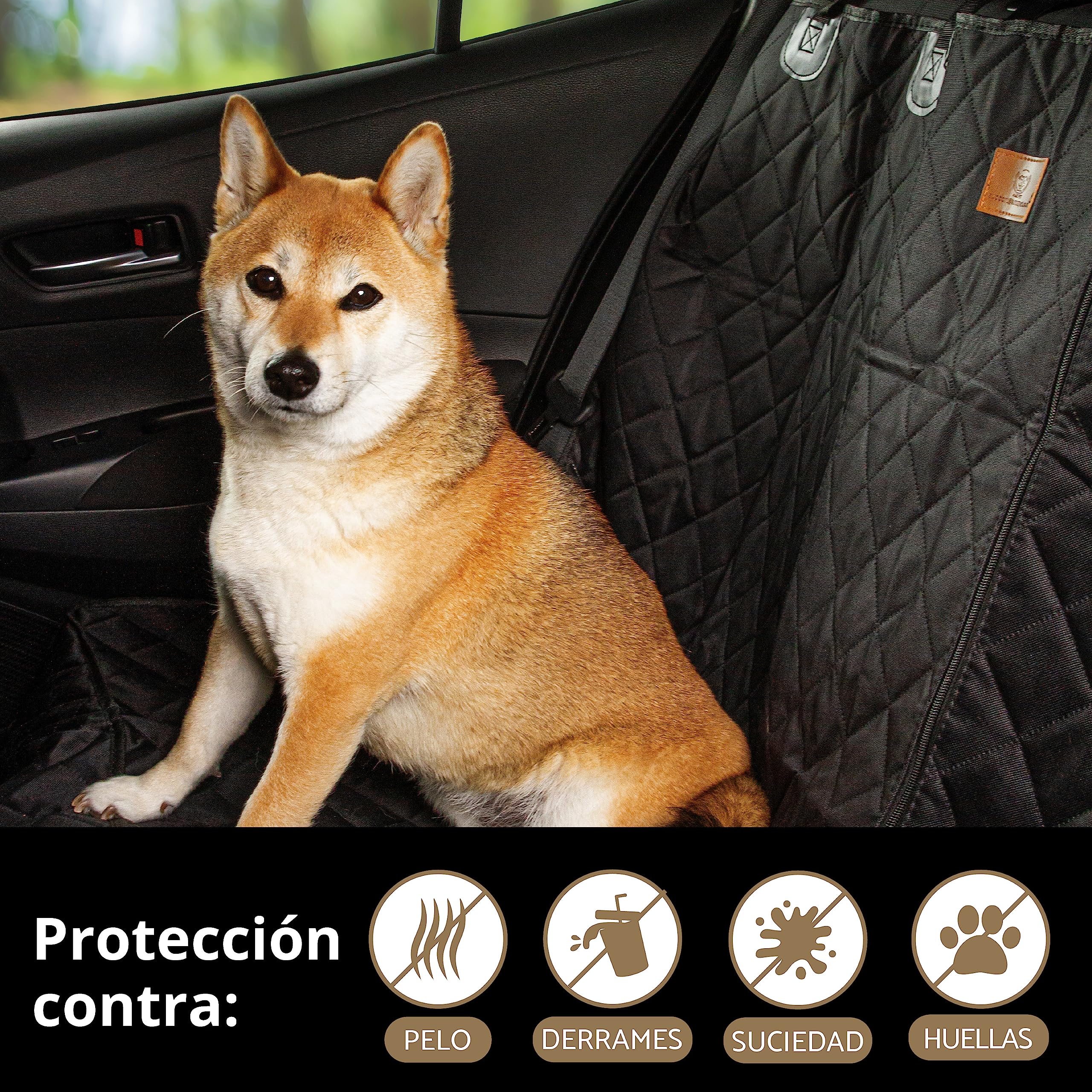 AMZPET ISOFIX Funda Coche Perros - Impermeable, Resistente a arañazos, Antideslizante, Lavable (133 x 56 cm)