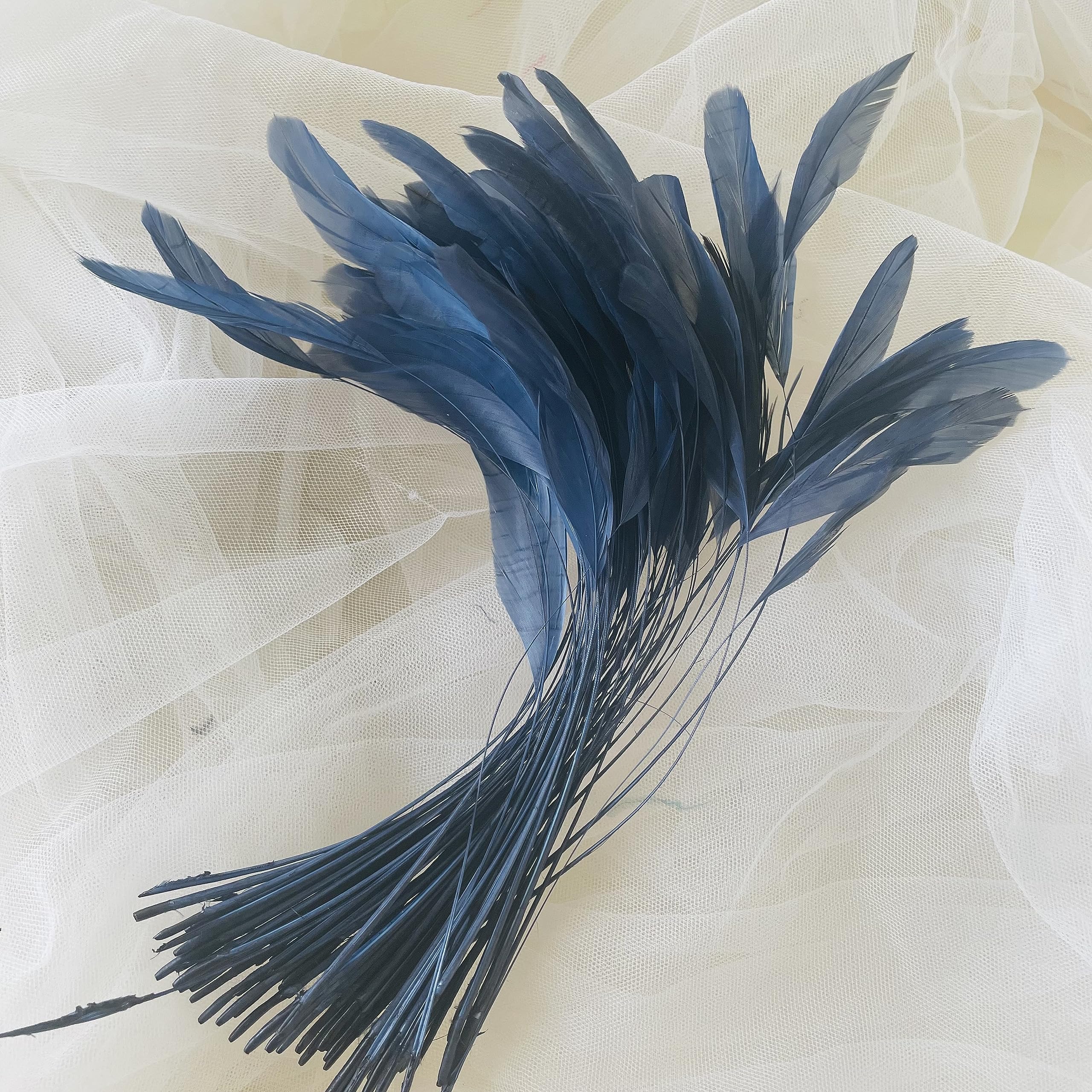 69 Colours Choices 5/7" Loose Stripped Coque Feathers for Millinery Hats Trimming Fascinators Craft Decorating Dancing Costume Making (LT Navy#80, 25pcs)