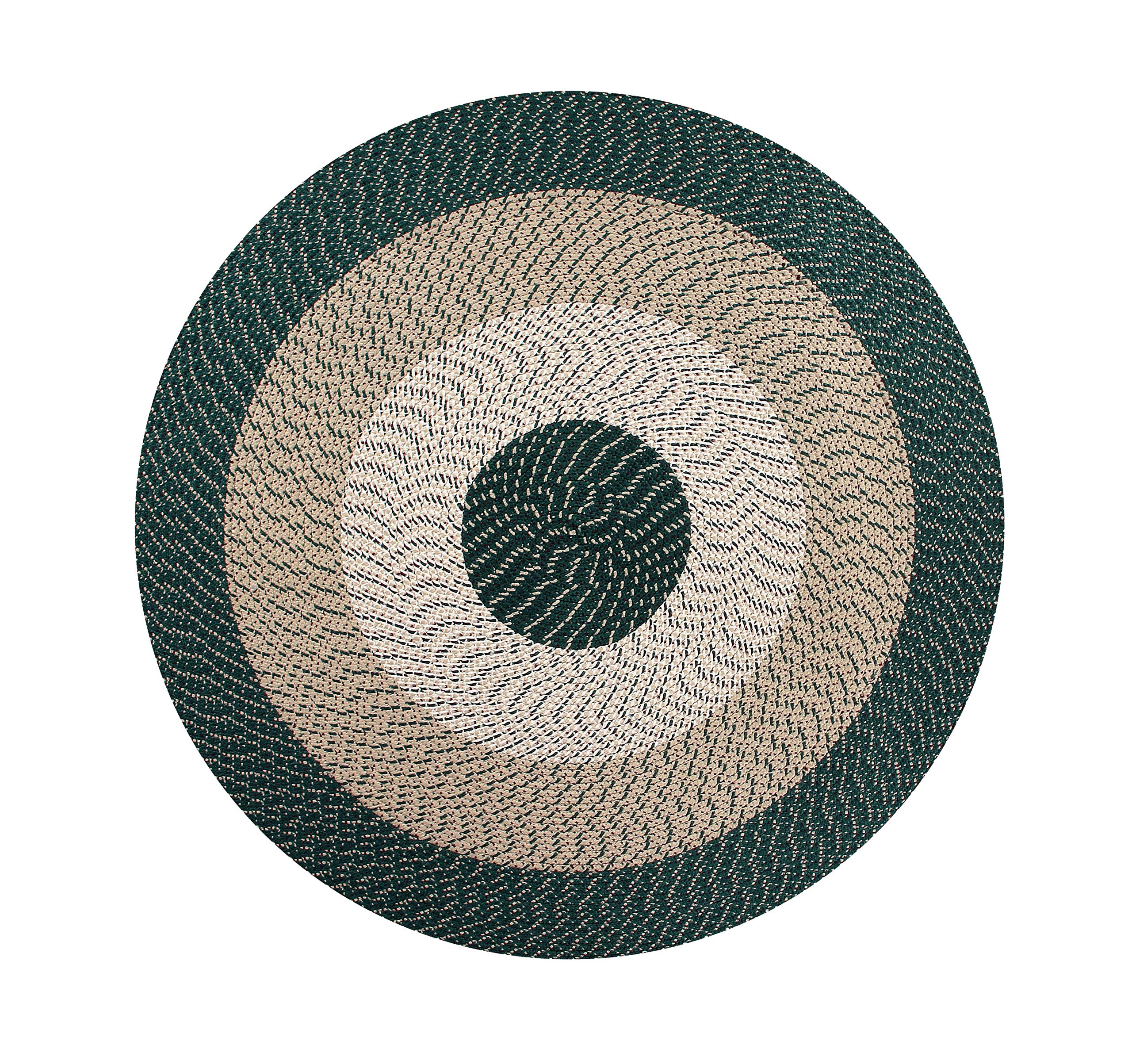 Better Trends Country Braid Collection is Durable and Stain Resistant Reversible Indoor Area Utility Rug 100% Polypropylene in Vibrant Colors, 72" Round, Hunter Stripe